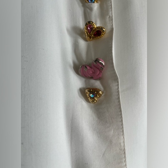 Times Seven Todd Oldham Vintage Button Embellished White Button-down Shirt - Picture 3 of 16